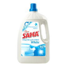 Skysta skalbimo priemonė baltiems audiniams "Sama White" 1,5kg.